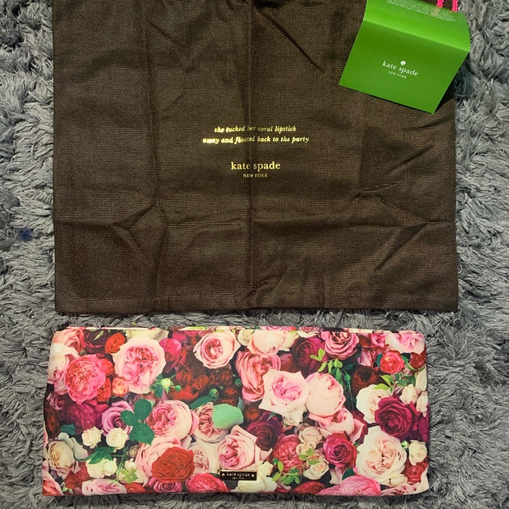 kate spade Floral Print Clutch in Pink, Red, Green